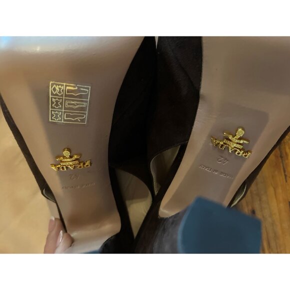 Prada Pumps Shoes Brown Heels US 12 EU 42 New In Box - Picture 3 of 4